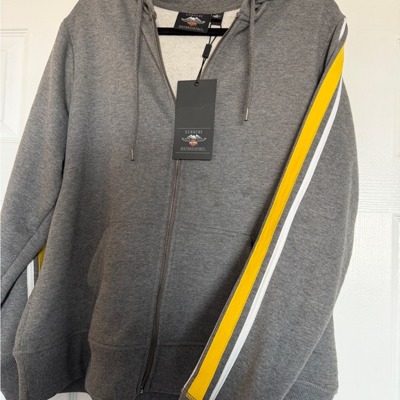 Harley-Davidson Gray Zip-Up Hoodie with Yellow & White Accents - Picture 2 of 5